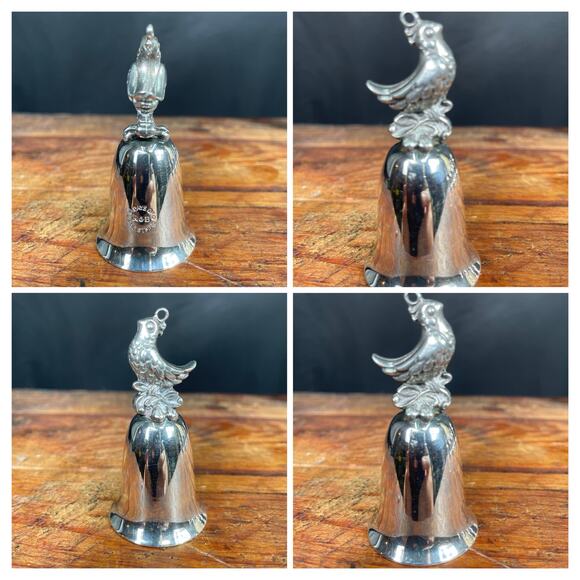 Six Reed & Barton Silver Plated Bells: 12 Days of Christmas Theme - Picture 5 of 10